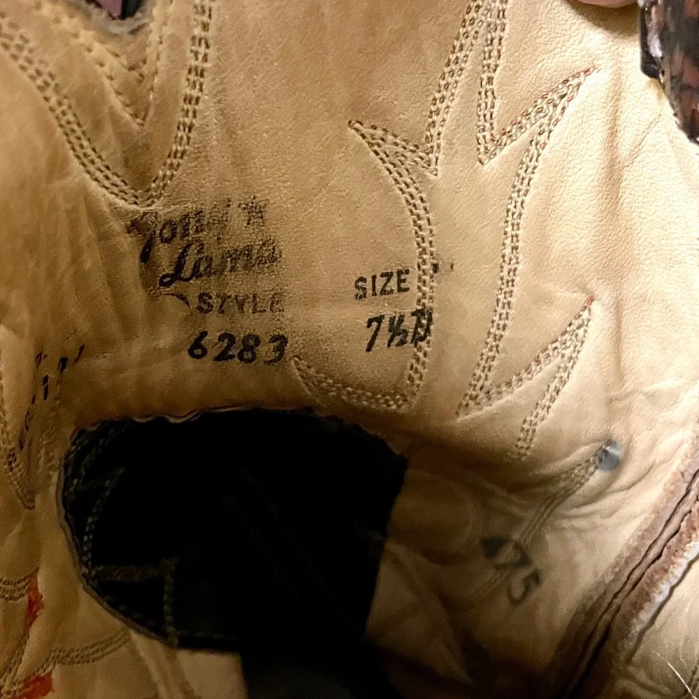 Tony Lama Brown Leather Cowboy Boots - Picture 7 of 7